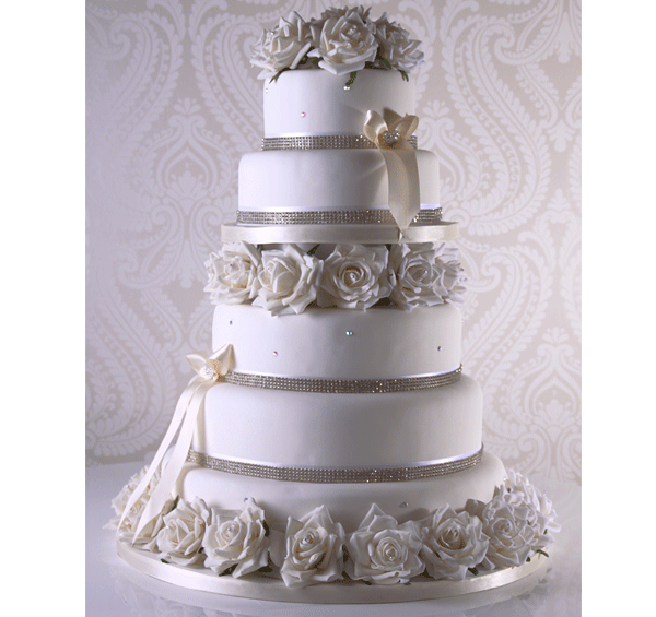 Diamante & Rose Wedding Cake